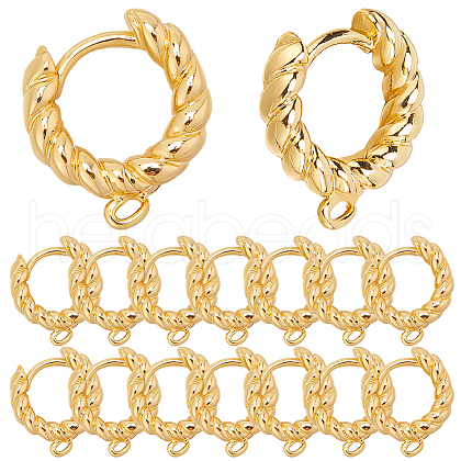 SUNNYCLUE 24Pcs Brass Hoop Earring Findings with Latch Back Closure FIND-SC0012-47-1