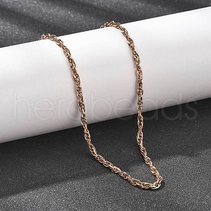 3MM 304 Stainless Steel Rope Chain Necklaces for Women NJEW-B131-07RG-1