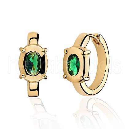 Brass Cubic Zirconia Hoop Earrings FS-WG6F7A1-03-1