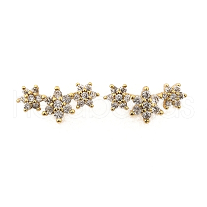 Brass Micro Pave Cubic Zirconia Stud Earrings EJEW-F273-15B-G-1