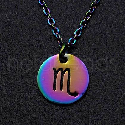 Rainbow Color Titanium Steel Constellation Pendant Necklace for Women ZODI-PW0001-039H-1