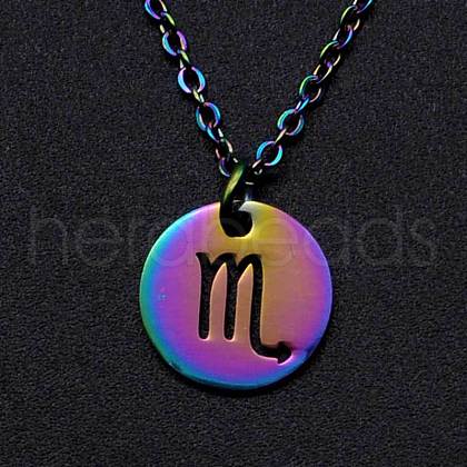 Rainbow Color Stainless Steel Constellation Pendant Necklace for Women ZODI-PW0001-039H-1