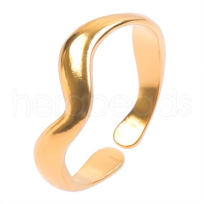 French Minimalist Irregular Stainless Steel Wave Open Cuff Rings for Women Men IS0895-2-1