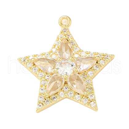 Brass Micro Pave Cubic Zirconia Charms KK-P228-44G-1