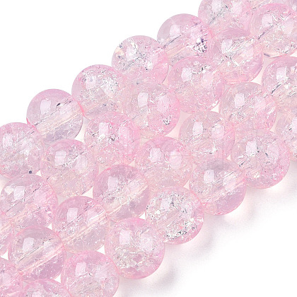 Transparent Crackle Baking Painted Glass Beads Strands DGLA-T003-01A-14-1