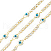 Brass Acrylic Evil Eye Link Chains with Cubic Zirconia CHS-P016-18G-1