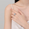Snowflake Rotatable Open Cuff Rings for Women RJEW-S402-11P-3