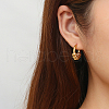 304 Stainless Steel C Shaped Spring Design Stud Earrings FA3062-1-2