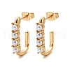 304 Stainless Steel Plastic Imitation Pearl Rectangle Stud Earrings EJEW-M105-09G-2