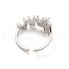 Brass Micro Pave Cubic Zirconia Open Cuff Rings RJEW-R146-11P-2