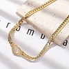 304 Stainless Steel Heart Cuban Link Chain Necklaces for Women NJEW-R012-03G-1