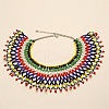 Ethnic Style Glass Seed Beaded Tassel Collar Choker Necklaces for Women FS-WGA40E8-03-1