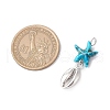 7Pcs 7 Styles Dyed Synthetic Turquoise Starfish & Alloy Sea Animals Pendants PALLOY-JF03754-04-2