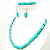 Rectangle Synthetic Turquoise Beaded Necklaces & Beaded Bracelets & Dangle Earrings Sets FS-WG10203-01-2