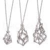 Tarnish Resistant 304 Stainless Steel Macrame Pouch Empty Stone Holder for Pendant Necklaces Making X-NJEW-JN04441-02-1