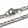 Non-Tarnish 304 Stainless Steel Figaro Chain Necklaces NJEW-I065-36-1