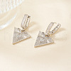 Elegant Brass Clear Cubic Zirconia Triangle Hoop Earrings TA2426-2-1