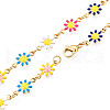 Enamel Flower Link Chains Necklace NJEW-N049-01-3