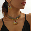 Bohemian Style Zinc Alloy & Rhinestone & Plastic Pearl Tassel Pendant Necklace & Dangle Earring FS-WG87356-01-2