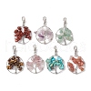 Tree of Life Wire Wrapped Natural Mixed Gemstone Pendant Decorations HJEW-JM01876-1