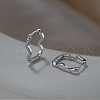 925 Sterling Silver Wavy Hoop Earrings EJEW-C146-02P-1