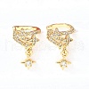 Brass Micro Pave Clear Cubic Zirconia Cuff Earrings EJEW-F370-28G-4
