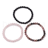 3Pcs 3 Style Natural Mixed Stone Round Beaded Stretch Bracelets BJEW-JB10178-01-4