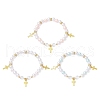 3Pcs 3 Colors ABS Plastic Imitation Pearl Beads Stretch Bracelets BJEW-JB11778-2