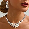 Leaf Alloy & Crystal Rhinestone & Plastic Pearl Chain Necklace & Stud Earring FS-WGF3342-01-2