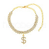Dollar Sign Alloy Full Crystal Rhinestone Charm Anklets for Women FS-WG75E59-01-3