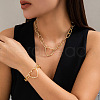 Heart Alloy & Aluminum Link Chain Necklaces & Link Bracelets Sets FS-WG10066-02-1