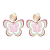 Brass Printing Acrylic Butterfly Dangle Stud Earrings EJEW-JE06431-02-2