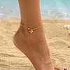 Brass Heart Charm Anklets for Women Casual Holiday Jewelry WS8352-2