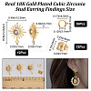 CREATCABIN 12Pcs Brass Micro Clear Cubic Zirconia Sun Stud Earring Findings KK-CN0002-26-2