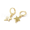 Star & Moon Real 18K Gold Plated Brass Dangle Leverback Earrings EJEW-L268-032G-03-2