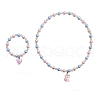 Plastic Beaded Pendant Necklace & Beaded Charm Bracelet FS-WG6D3EF-05-3
