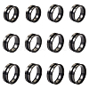 12Pcs 6 Size 201 Stainless Steel Grooved Finger Ring Settings STAS-TA0002-15B-11