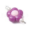 Two Tone Opaque Acrylic & Glass Pearl Flower Connector Charms PALLOY-JF03484-02-4