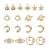 Kissitty 18Pcs 9 Style Brass Cubic Zirconia Universe Space Charms KK-KS0001-26-2