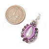3Pcs Glass Seed Beaded Teardrop Pendants PALLOY-MZ00578-3
