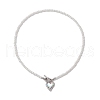 Heart Brass Pave Glass Rhinestone Pendant Necklaces NJEW-JN04954-4