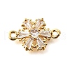 Brass Clear Cubic Zirconia Connector Charms KK-U065-06C-G-1