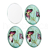 Butterfly Printed Glass Oval Cabochons GGLA-N003-22x30-C-3