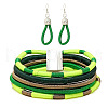 Alloy with Polyester Cord Multilayer Necklaces & Teardrop Dangle Earrings Sets FS-WGF58CA-04-2
