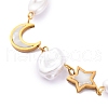 Natural Shell Moon & Star Link Bracelet BJEW-M292-02G-1-2