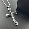 Unique Punk Style Stainless Steel Flower Cross Pendant Necklaces for Men EL3616-3