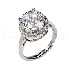 Adjustable 925 Sterling Silver Micro Pave Cubic Zirconia Cuff Rings for Women RJEW-F183-01B-01-4