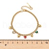 304 Stainless Steel Rhinestone Heart Charm Bracelets BJEW-V011-01G-01-2