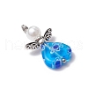 Handmade Millefiori Lampwork Beads and ABS Plastic Imitation Pearl Round Beads and Tibetan Style Alloy Fairy Wing Beads and 304 Stainless Steel Ball Head Pins Pendants PALLOY-JF03740-02-4