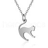 Non-Tarnish 201 Stainless Steel Kitten Pendant Necklaces NJEW-T009-JN126-40-1-1